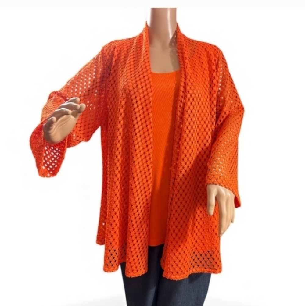 Slinky Brand Orange Open-Knit Women's Sweater XL